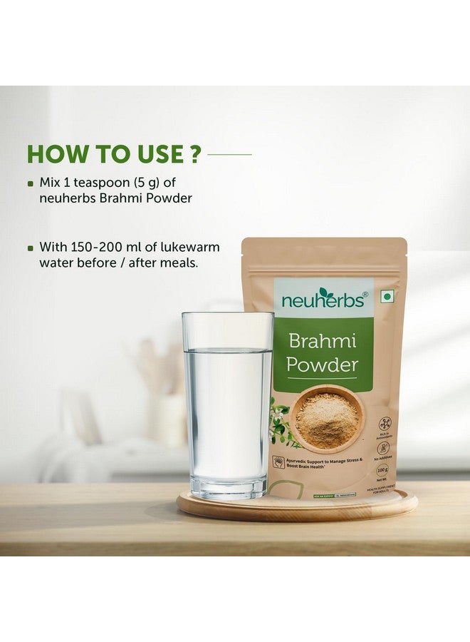Neuherbs Organic Brahmi Powder (100 gm, Pack of 1) For Men & Women | Ayurvedic Care To Manage Stress & Boost Brain Health | Rich in Antioxident | 100% Pure & Natural | No Added Preservatives - Image 4