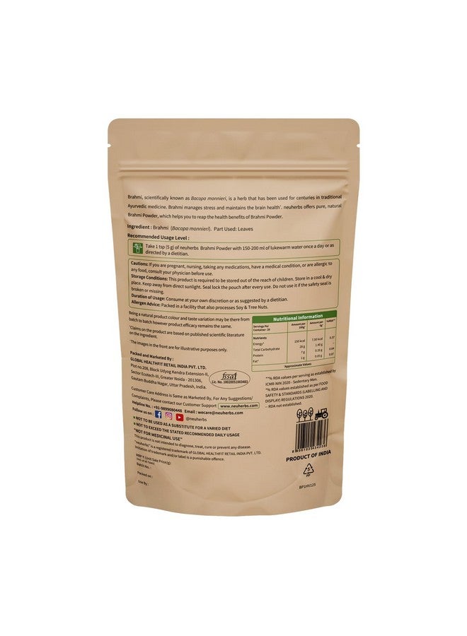 Neuherbs Organic Brahmi Powder (100 gm, Pack of 1) For Men & Women | Ayurvedic Care To Manage Stress & Boost Brain Health | Rich in Antioxident | 100% Pure & Natural | No Added Preservatives - Image 5