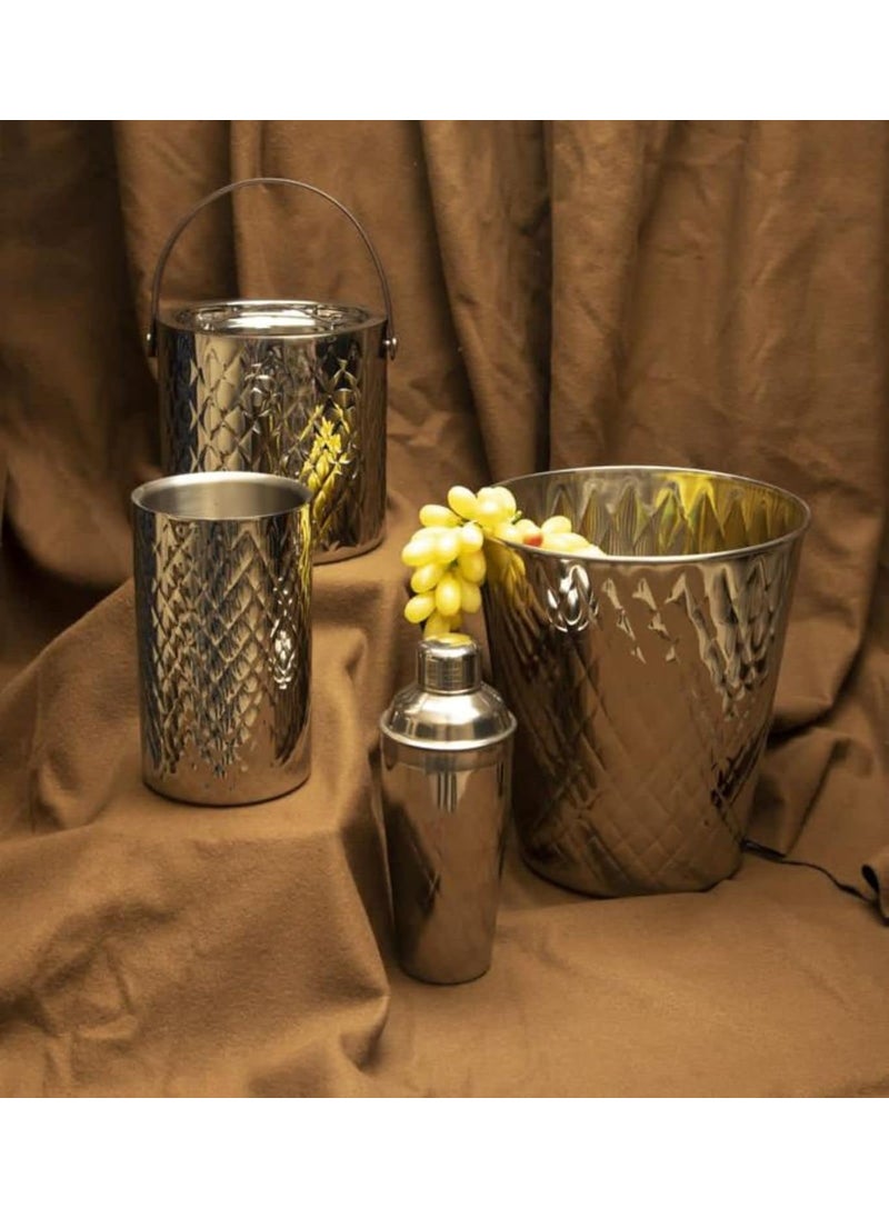 Sage Koncpt SAGE KONCPT Daimond Champagne Ice BucketCocktail Shaker Hammered Stainless Steel Professional Bartender Kit Bar Tool No Leak Perfect Gift for Wedding  - Image 2