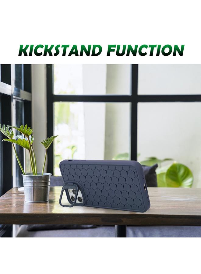 زبون جراب لهاتف iPhone 11 Pro مع حامل عدسة مشعة على شكل قرص العسل، جراب هاتف TPU - Image 3