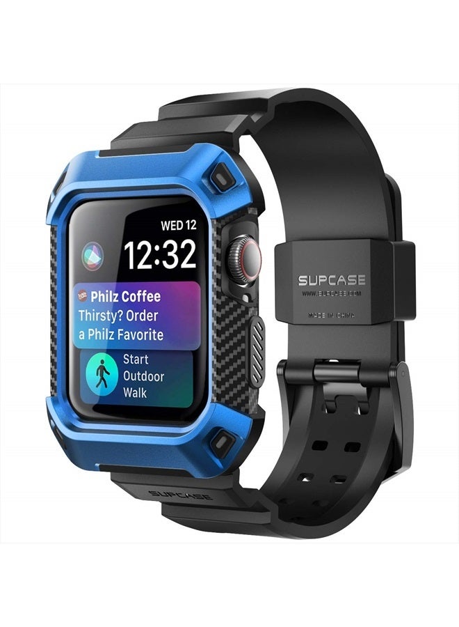 SupCase [Unicorn Beetle Pro] Designed for Apple Watch Series 8/7/6/SE/5/4 [45/44mm], Rugged Protective Case with Strap Bands (Blue) - Image 1