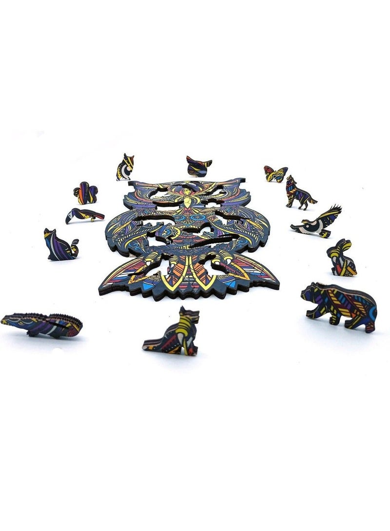 بازل خشبي على شكل بومة، للكبار والصغار | خشب عالي الجودة مقطوع بالليزر | بازل ثلاثي الأبعاد على شكل حيوانات (62 قطعة) - Image 2