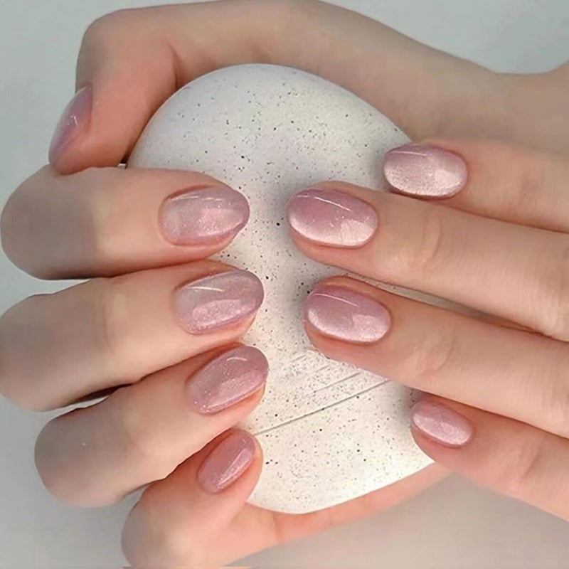 CTTHNBD 4 Packs (96 Pcs) Short Almond Press on Nails - Mix Color, Glitter Fake Nails, Oval Glue on Nails for Women, Stick on Kit 12 Sizes-4 Styles - Image 5