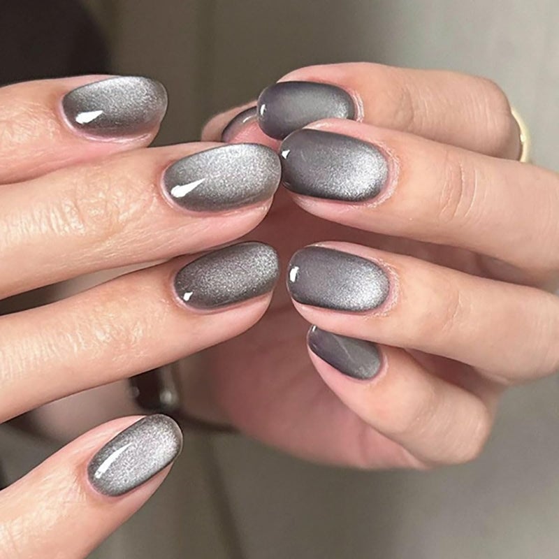 CTTHNBD 4 Packs (96 Pcs) Short Almond Press on Nails - Mix Color, Glitter Fake Nails, Oval Glue on Nails for Women, Stick on Kit 12 Sizes-4 Styles - Image 4