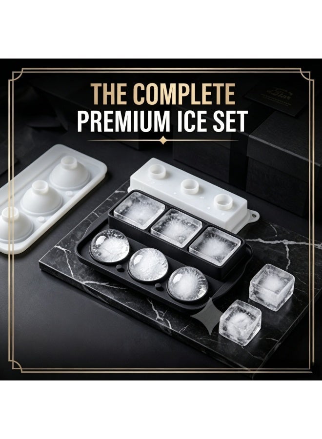 Captaintech Ultimate Dual-Shape Ice Mold Kit – Silicone Tray for 2.5" Spheres and Large Cubes – BPA-Free, Flexible, Dishwasher Safe Ice Maker for Slower Melting and Fuller Flavor - Image 4