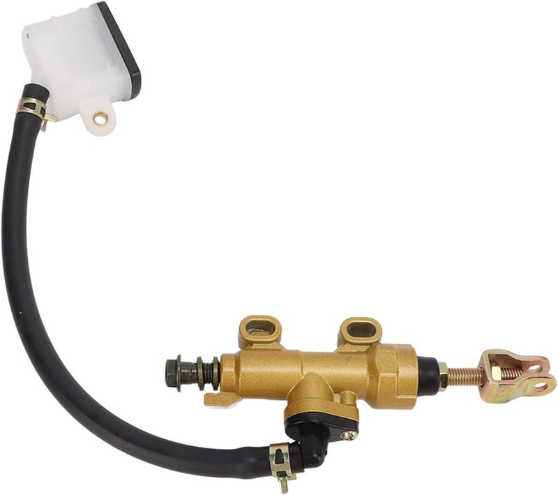 Rear Brake Master Cylinder with Reservoir, Universal Hydraulic Brake Pump Assembly for Motorcycle Dirt Bike ATV, Metal Rubber ABS Construction, Lightweight Rust (Square) - Image 2