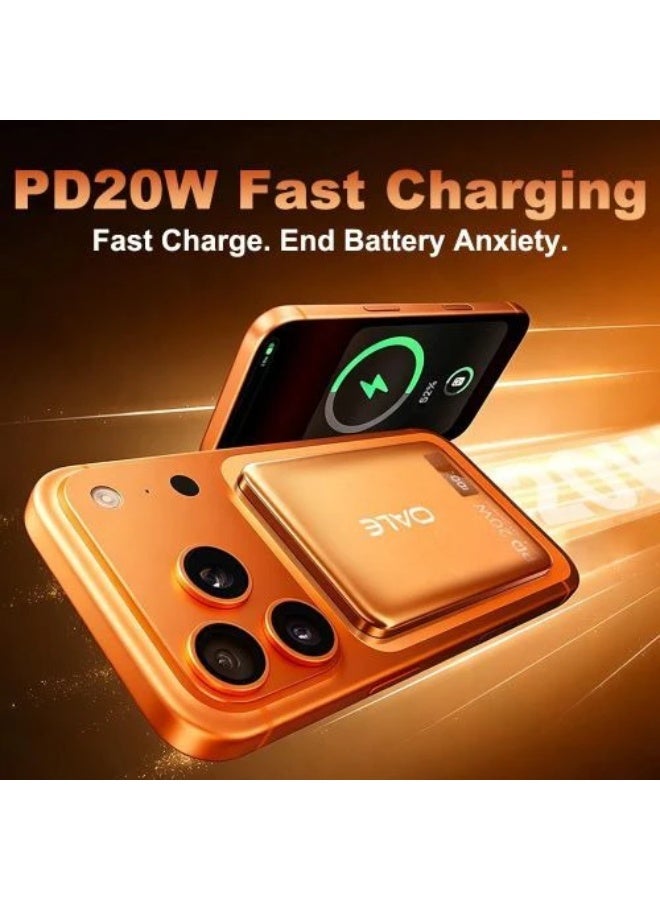 Oale iMagsafe Slim Magnetic Wireless Power Bank, 5000mAh, 20W PD, Orange - Image 3