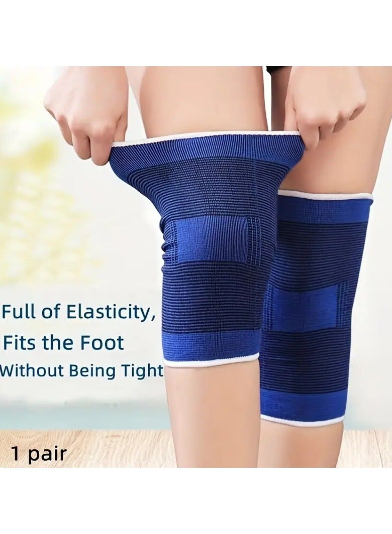 Goolsky زوج من مجموعتين من وسادات الركبة الرياضية الخارجية للنساء/الرجال زرقاء محبوكة معدات الحماية للدراجات - Image 1