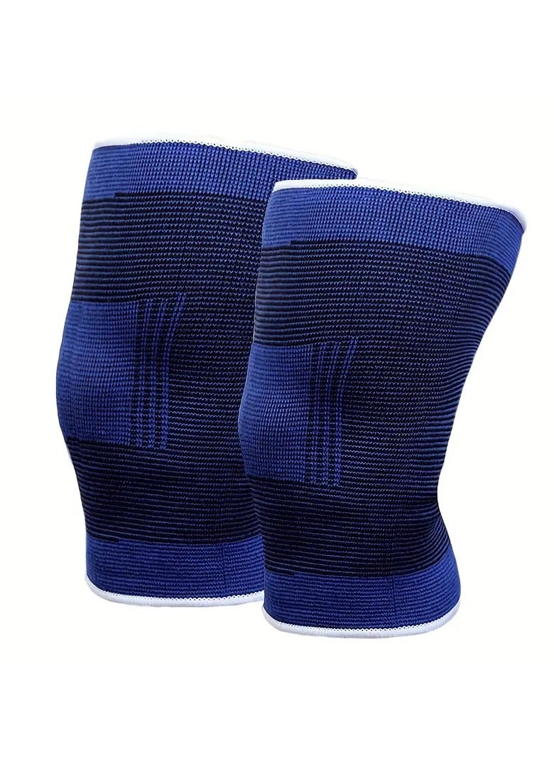 Goolsky زوج من مجموعتين من وسادات الركبة الرياضية الخارجية للنساء/الرجال زرقاء محبوكة معدات الحماية للدراجات - Image 2