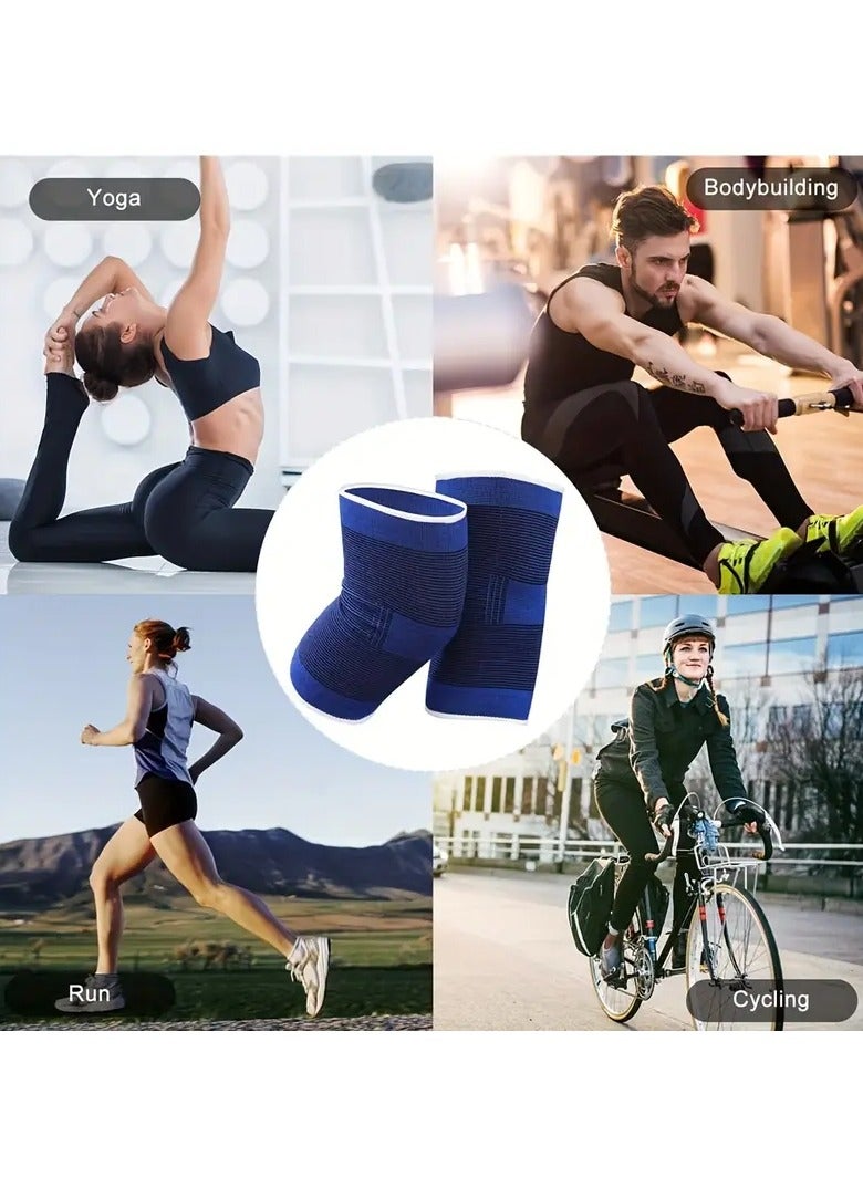 Goolsky زوج من مجموعتين من وسادات الركبة الرياضية الخارجية للنساء/الرجال زرقاء محبوكة معدات الحماية للدراجات - Image 4