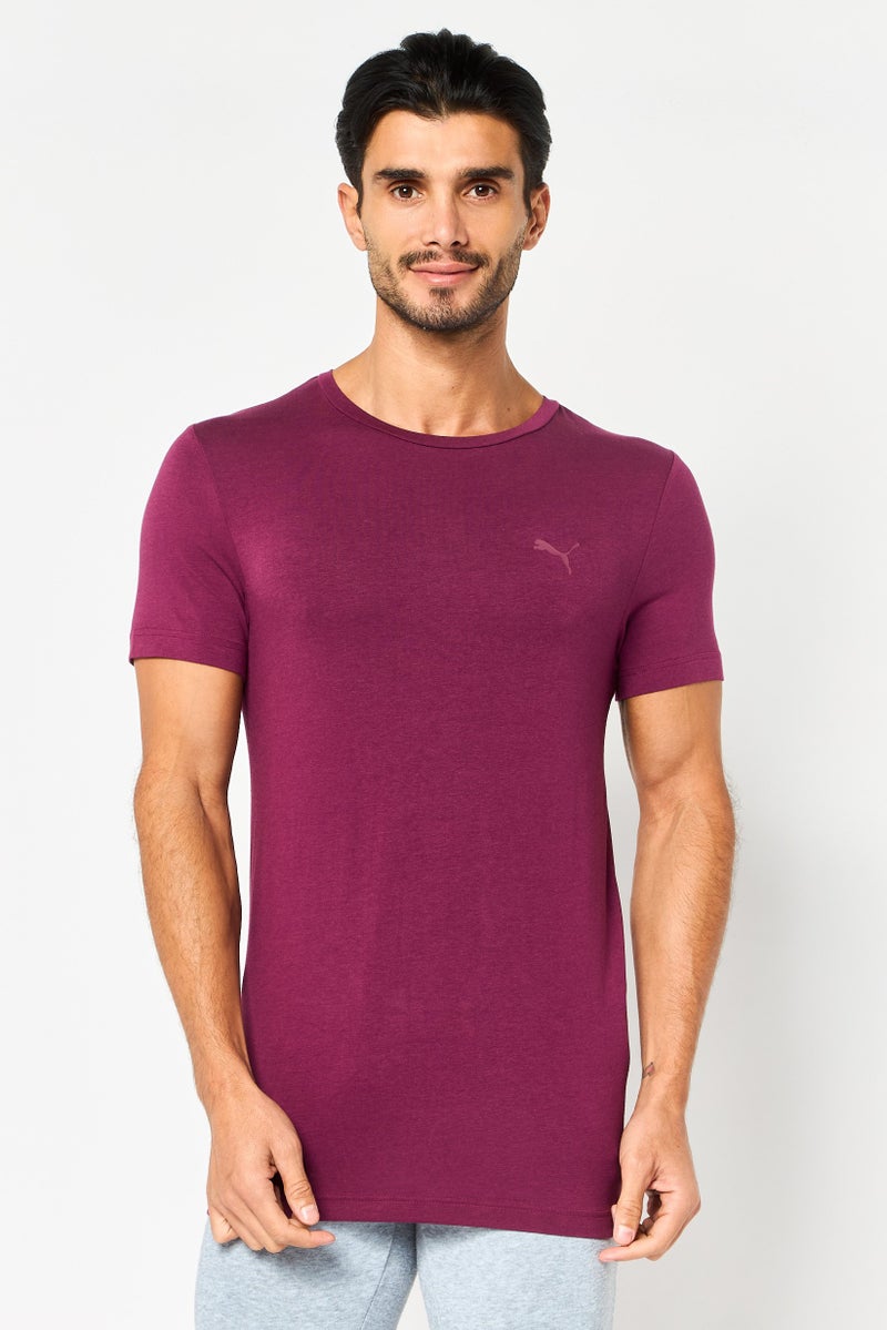PUMA Men Brand Logo Fit Short Sleeve Sleepwear T-shirt, Maroon - Image 1