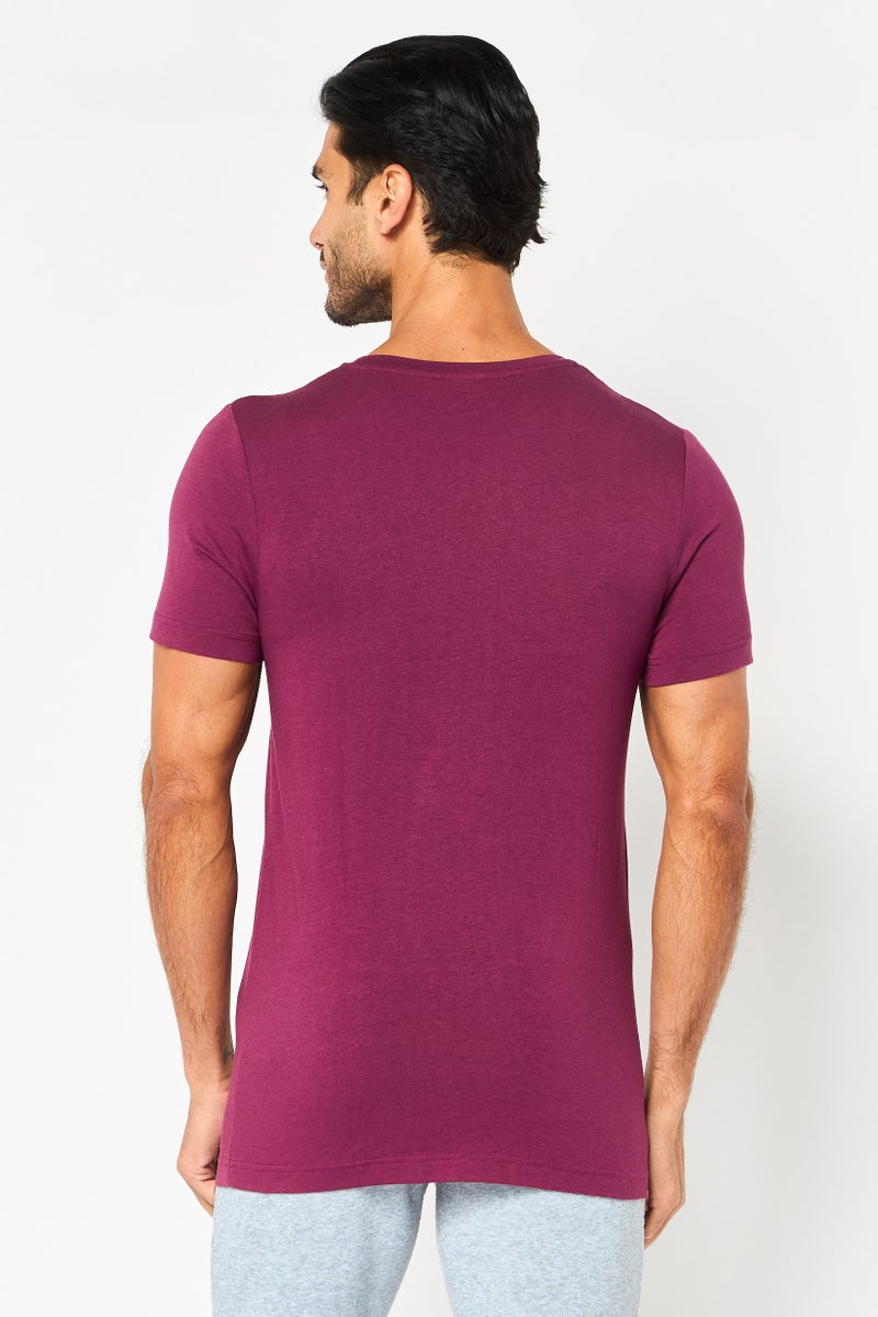 PUMA Men Brand Logo Fit Short Sleeve Sleepwear T-shirt, Maroon - Image 4