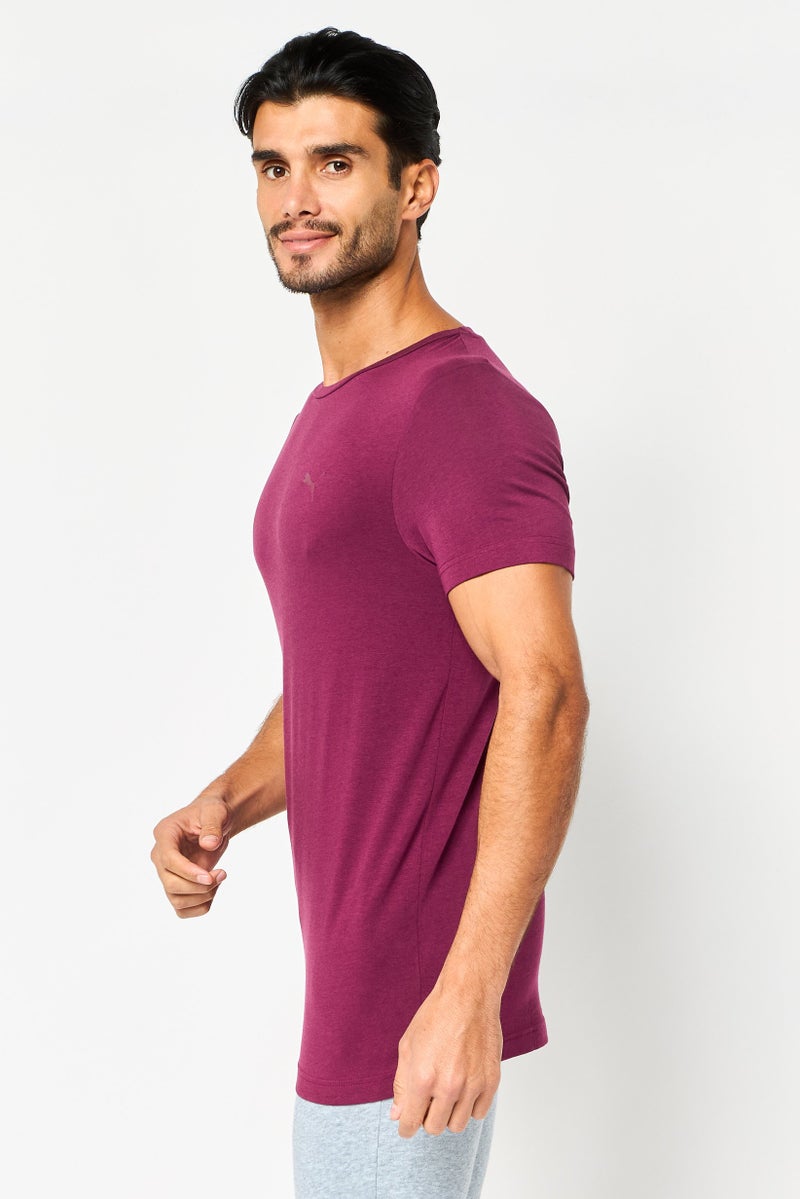 PUMA Men Brand Logo Fit Short Sleeve Sleepwear T-shirt, Maroon - Image 3