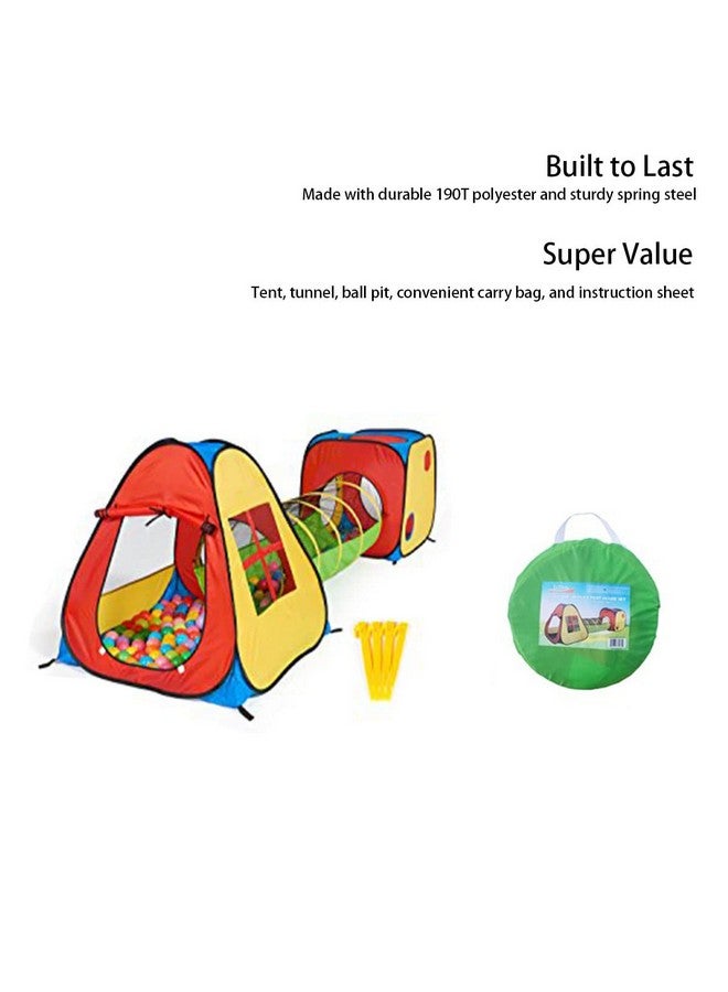 UTEX خيمة لعب قابلة للنفخ 3 في 1 من UTEX مع نفق، وحفرة كرات للأطفال، الأولاد، البنات، الرضع، والأطفال الصغار، منزل للعب داخلي/خارجي، أصفر - Image 3