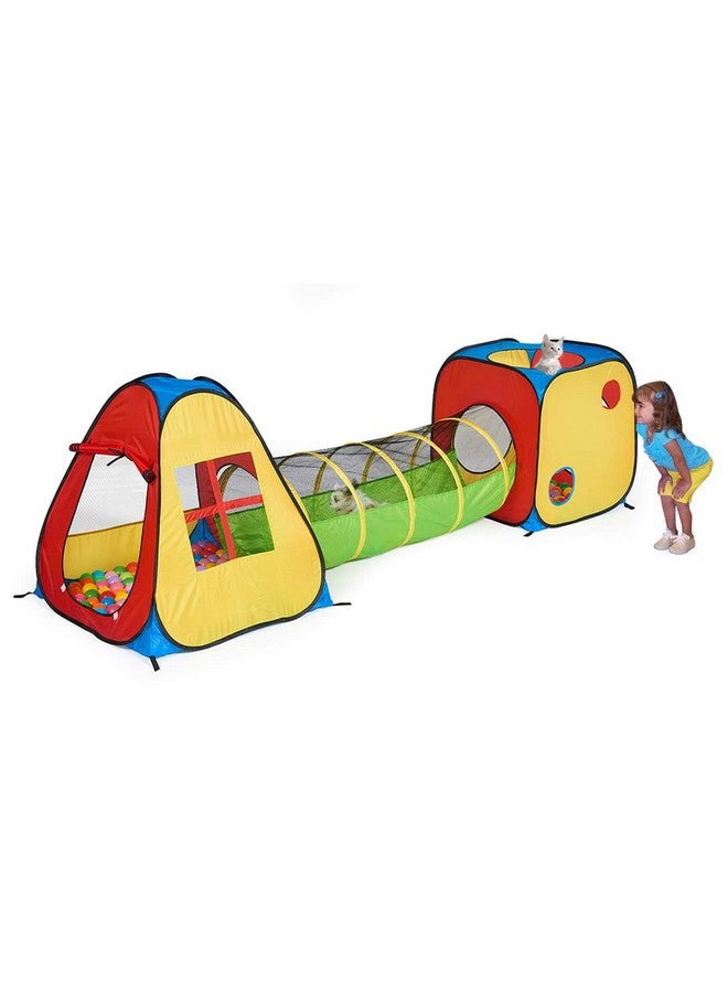 UTEX خيمة لعب قابلة للنفخ 3 في 1 من UTEX مع نفق، وحفرة كرات للأطفال، الأولاد، البنات، الرضع، والأطفال الصغار، منزل للعب داخلي/خارجي، أصفر - Image 1