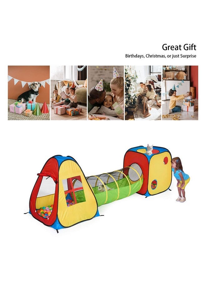 UTEX خيمة لعب قابلة للنفخ 3 في 1 من UTEX مع نفق، وحفرة كرات للأطفال، الأولاد، البنات، الرضع، والأطفال الصغار، منزل للعب داخلي/خارجي، أصفر - Image 5