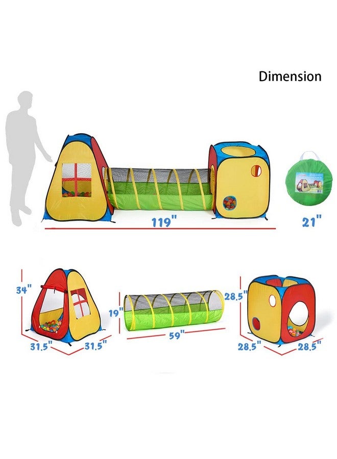 UTEX خيمة لعب قابلة للنفخ 3 في 1 من UTEX مع نفق، وحفرة كرات للأطفال، الأولاد، البنات، الرضع، والأطفال الصغار، منزل للعب داخلي/خارجي، أصفر - Image 4
