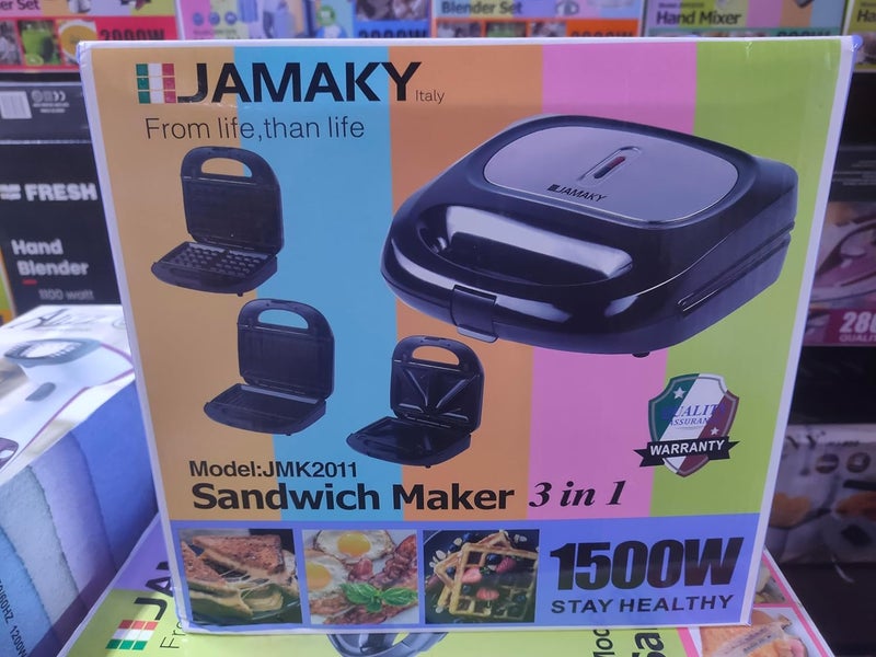 JAMAKI Sandwich Maker JMK 2011 Modern, Multi-Material, 1500W, Easy to Change Slices