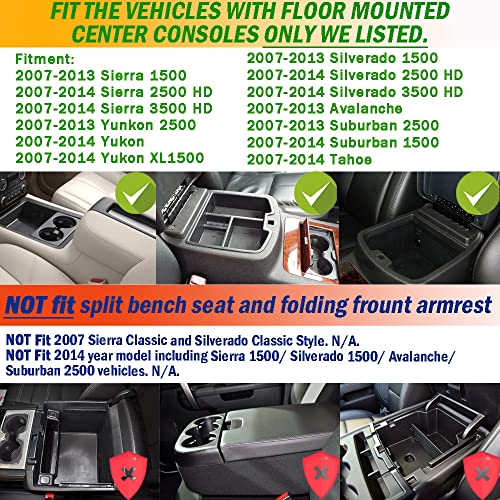 TACOBRO TACORBO Center Console Organizer Tray for 2007-2014 GMC Sierra 2500 3500 Accessories Yukon XL Silverado 2500 3500 Suburban 1500 Tahoe / 07-13 GMC Sierra 1500 Chevy Silverado Suburban 2500 Avalanche - Image 2