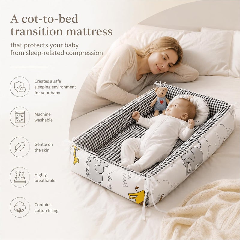 Baby Nest with Pillow & Blanket, Soft Breathable Infant Lounger for Supervised Rest, Portable Baby Cocoon for Home, Nursery & Daily Care - Image 3