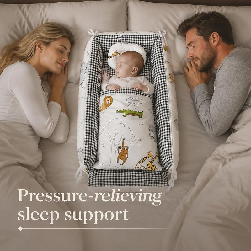 Baby Nest with Pillow & Blanket, Soft Breathable Infant Lounger for Supervised Rest, Portable Baby Cocoon for Home, Nursery & Daily Care - Image 5