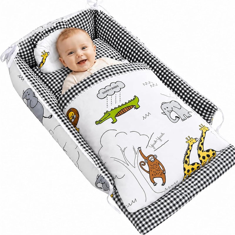Baby Nest with Pillow & Blanket, Soft Breathable Infant Lounger for Supervised Rest, Portable Baby Cocoon for Home, Nursery & Daily Care - Image 1