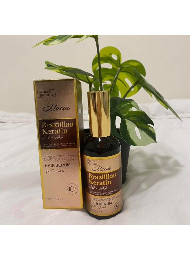 Macia Brazilian Keratin Hair Serum, 100ml, Repair Dry Frizz Damaged Hair, Keratin and Collagen