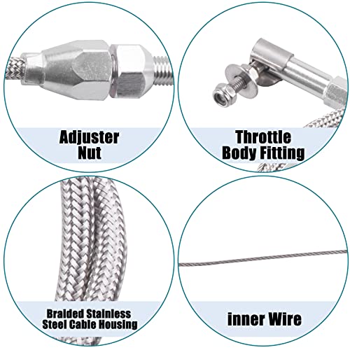 ORAEVY 24 HiTech Universal Throttle Cable Braided Stainless Steel Throttle Cable Kit - Image 3