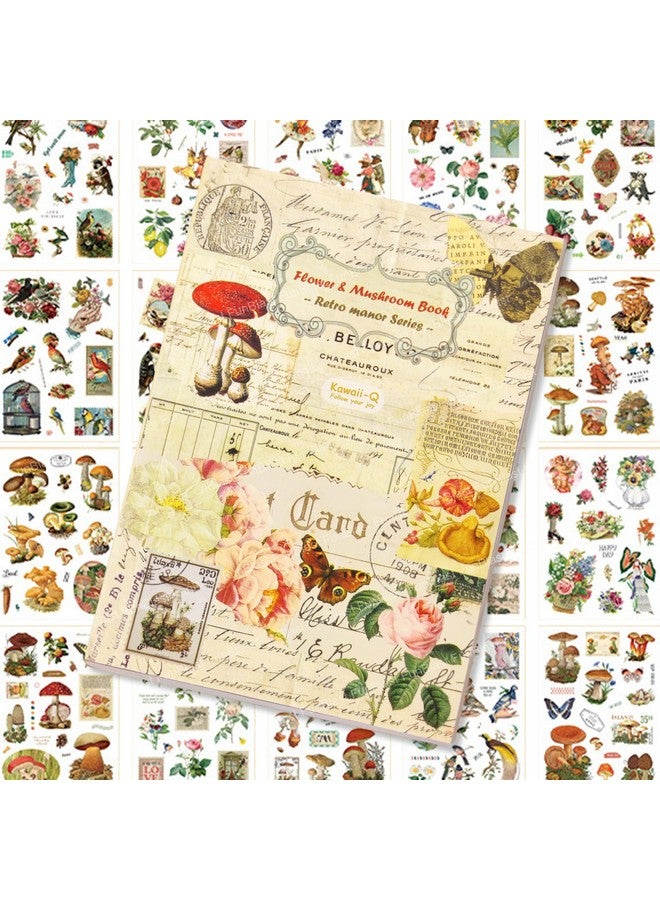فنبلاست مجموعة ملصقات فن بلاست - ٢٠ ورقة/٣٠٠ ملصق جمالي، كتيب زهور وفطر، ملصقات زخرفية كلاسيكية لسجلات القصاصات، ملصقات للمشاريع، ملصقات يابانية، دفاتر يوميات، سكرابوكينغ (D) - Image 1