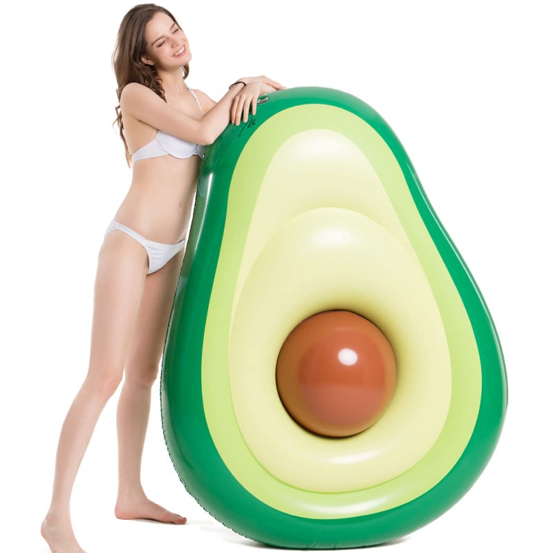 Jasonwell Inflatable Avocado Pool Float Floatie with Ball Water Fun Large Blow Up Summer Beach Swimming Floaty Party Toys Lounge Raft for Kids Adults (L) - Image 2