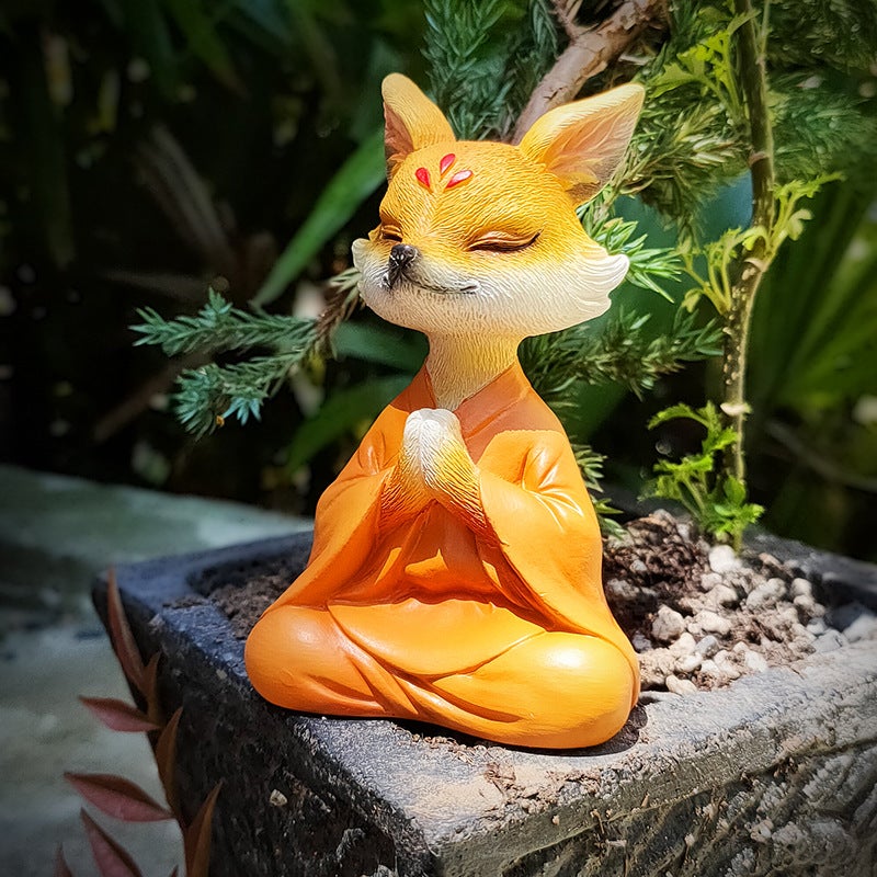 Mini Zen White Fox Succulent Pot Decor 【concentrated practice】 palm orange fox