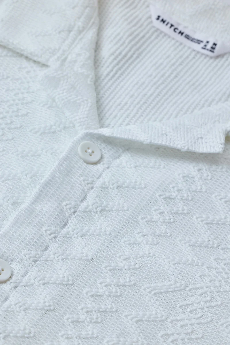 Snitch White Jacquard Box Fit Shirt for Men | Best Price UAE