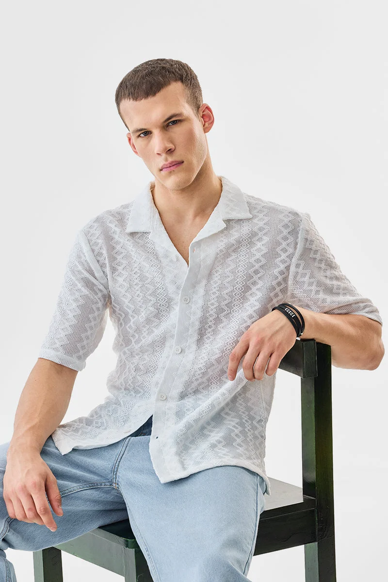 سنيتش قميص جاكار بقصة صندوقية