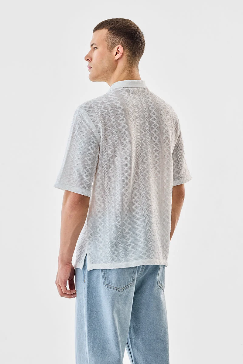 Snitch White Jacquard Box Fit Shirt for Men | Best Price UAE