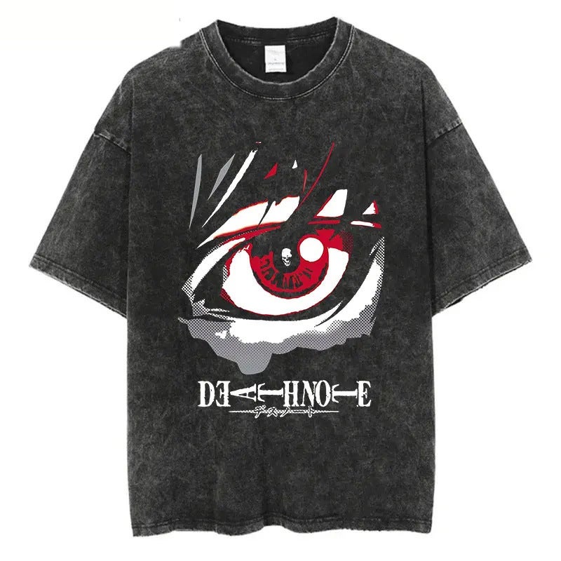 Independent Station Death Note Printed Animation Oversize High Street Washed Short-Sleeved T-Shirt - Image 1