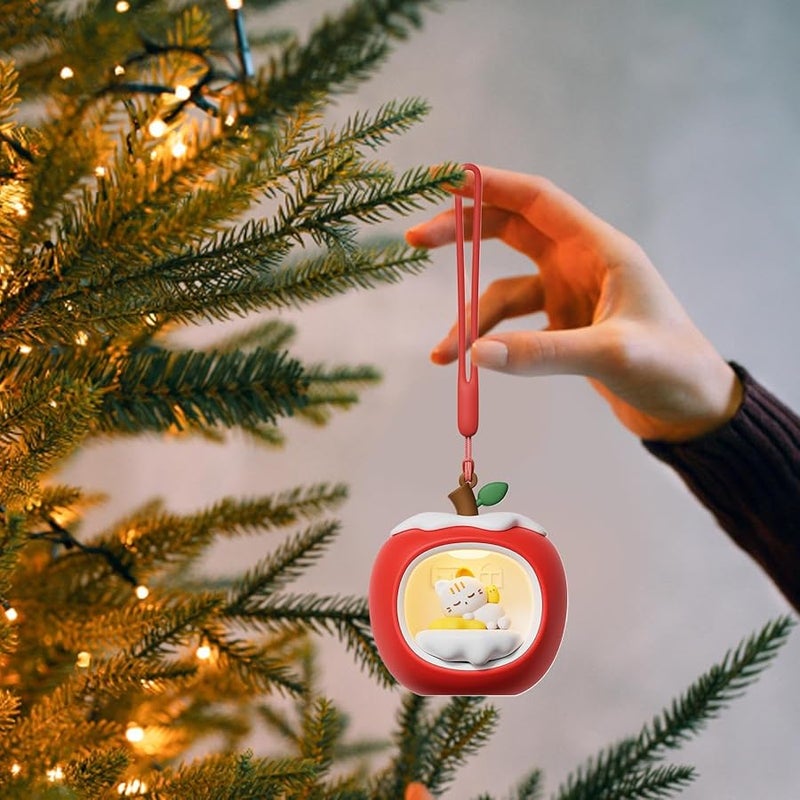 مصباح كريسمس القط، منزل فواكه ثلاثي الأبعاد، ضوء ليلي قابل للشحن، إضاءة ليد، ديكور طاولة بجانب السرير - Image 3