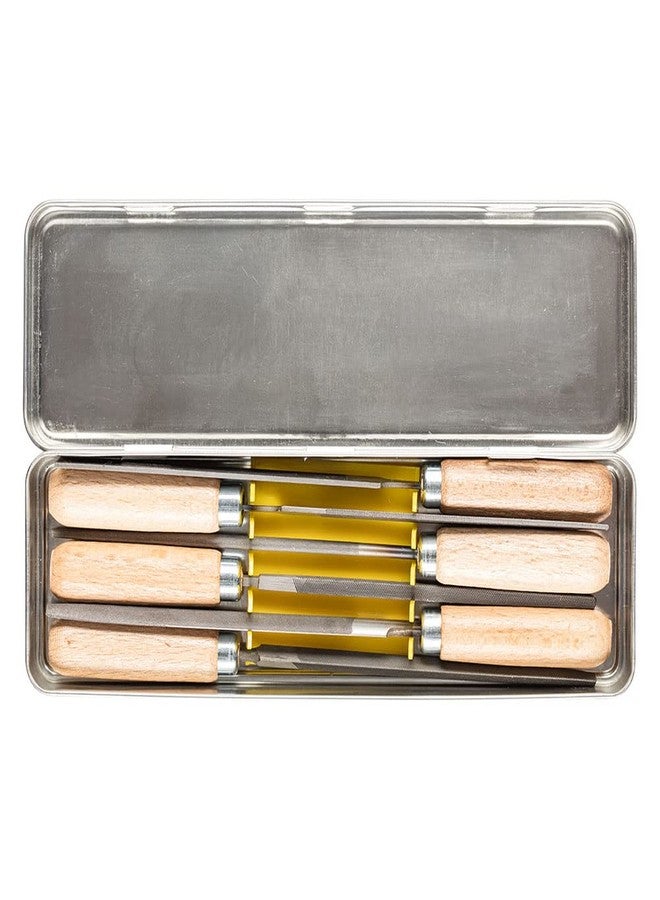 PFERD 4" Key File Set 265 K, 6-Piece - with Wooden Handles & Metal Storage Box - for Fine and Delicate Filing - Part 17010 - Image 1