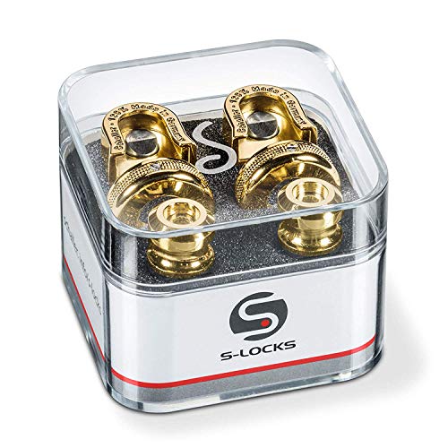 Schaller S Locks Guitar Strap Locks and Buttons (Pair) Gold - Image 1