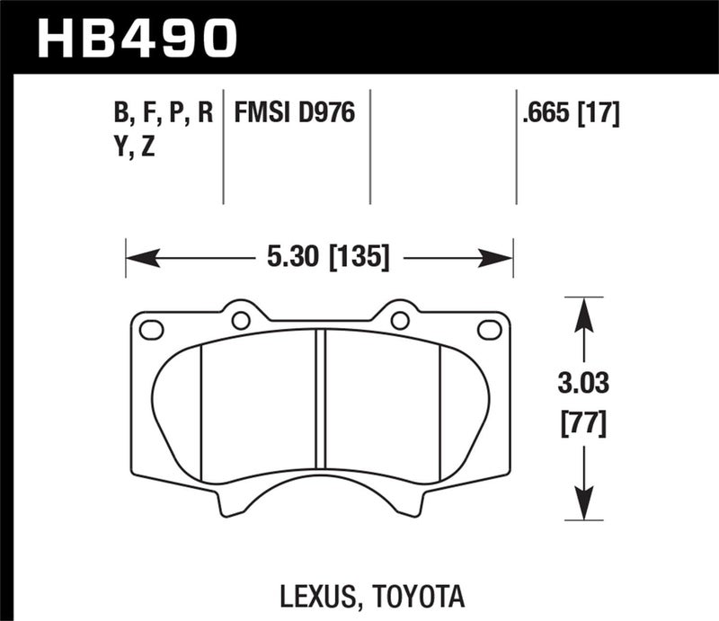 Hawk Performance HB490Y.665 LTS Light Truck and SUV Street Brake Pads - Image 3