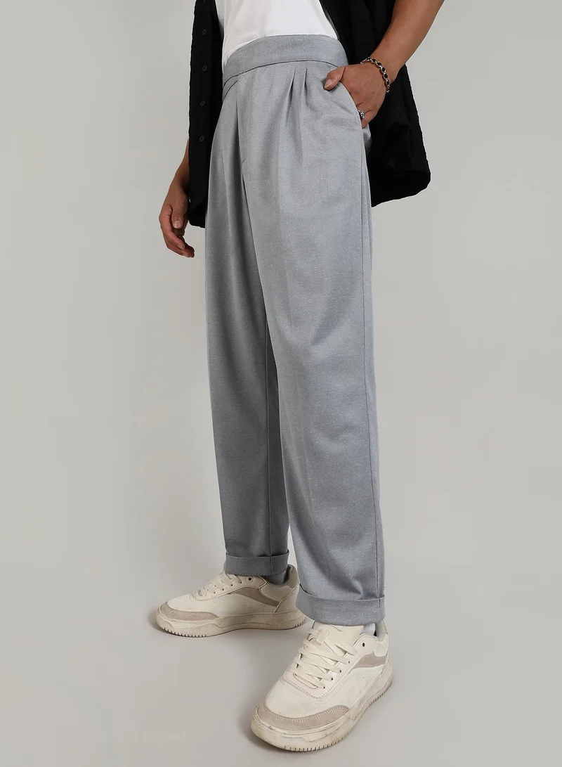Campus Sutra  Lightweight - Tailored Heathered Trousers for Men | Best Price UAE