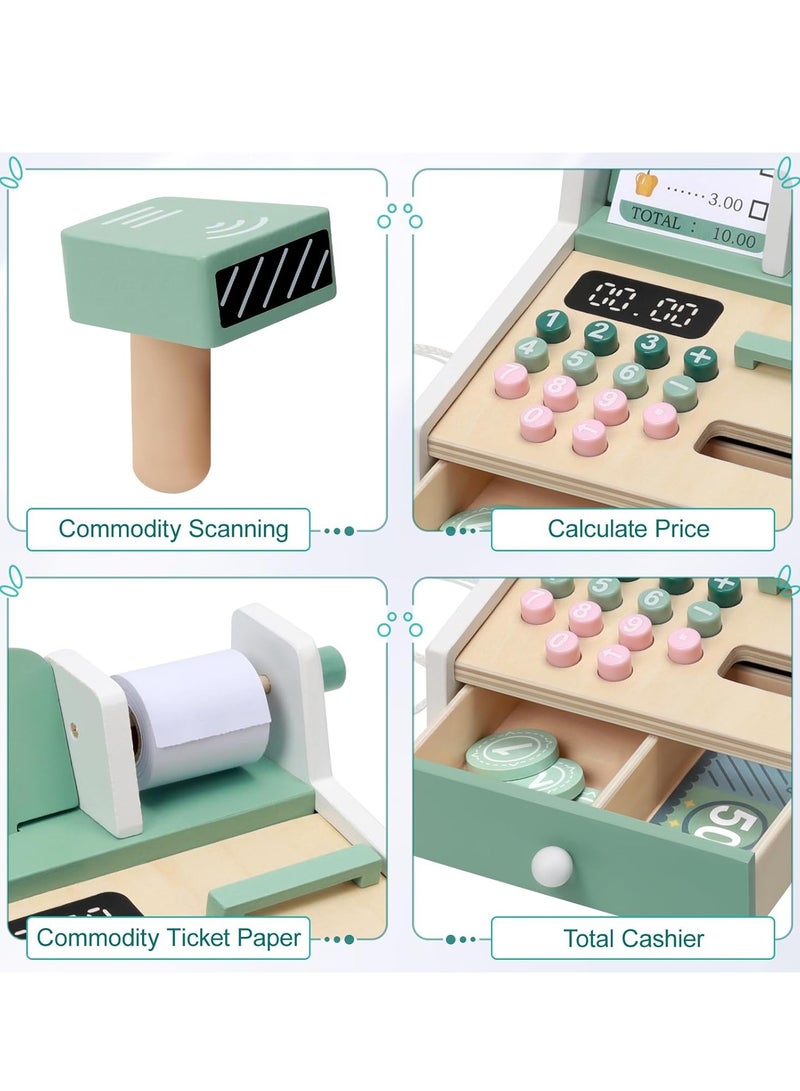 Factory Price Kids Wooden Cash Register Pretend Play Set - Image 4