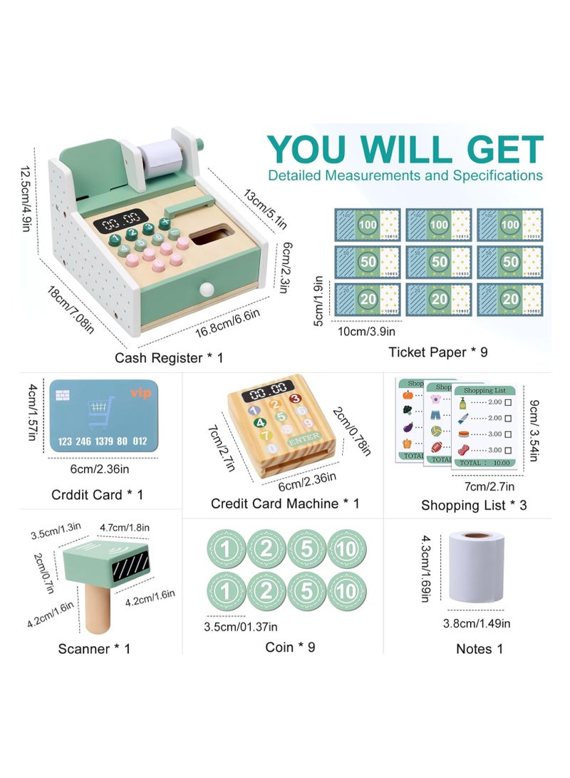 Factory Price Kids Wooden Cash Register Pretend Play Set - Image 2