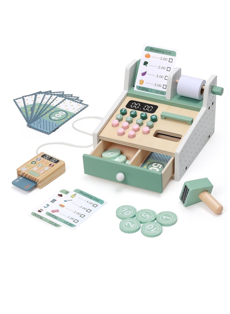Factory Price Kids Wooden Cash Register Pretend Play Set - Image 1