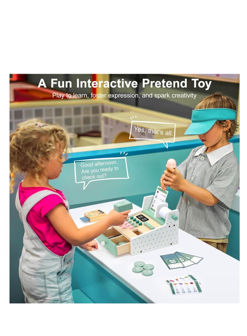 Factory Price Kids Wooden Cash Register Pretend Play Set - Image 3