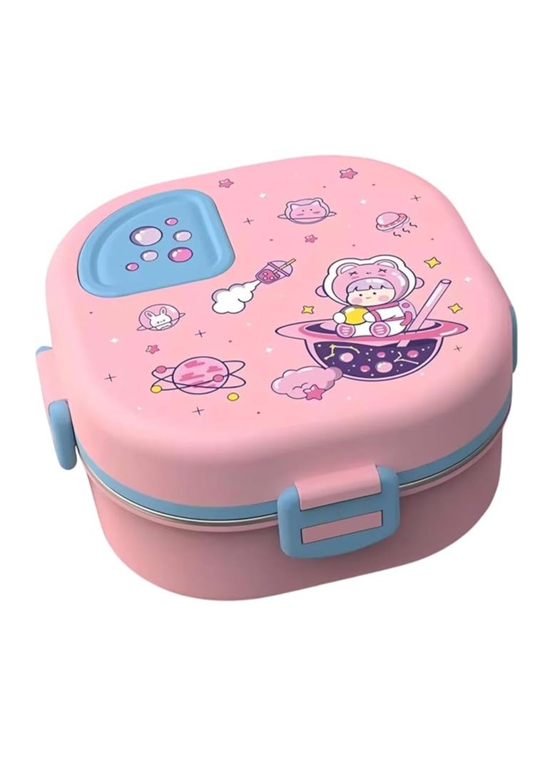 موبكوس علب غداء من الفولاذ المقاوم للصدأ من موبكوس، علبة غداء بثلاثة أقسام مع وعاء، علبة بينتو للكبار والأطفال (وردي) - Image 1