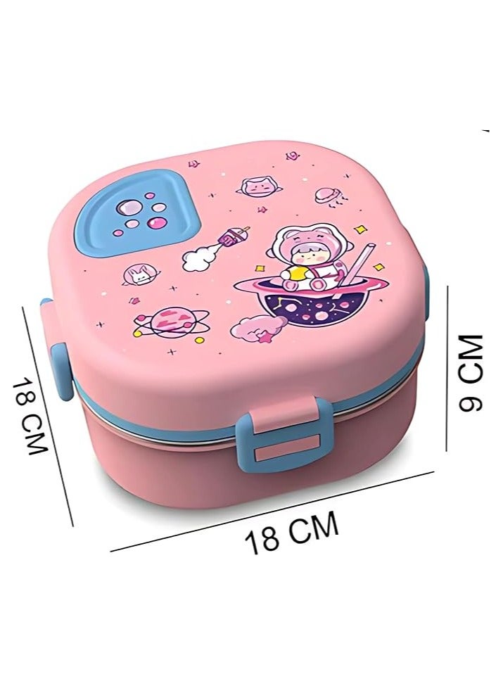 موبكوس علب غداء من الفولاذ المقاوم للصدأ من موبكوس، علبة غداء بثلاثة أقسام مع وعاء، علبة بينتو للكبار والأطفال (وردي) - Image 3