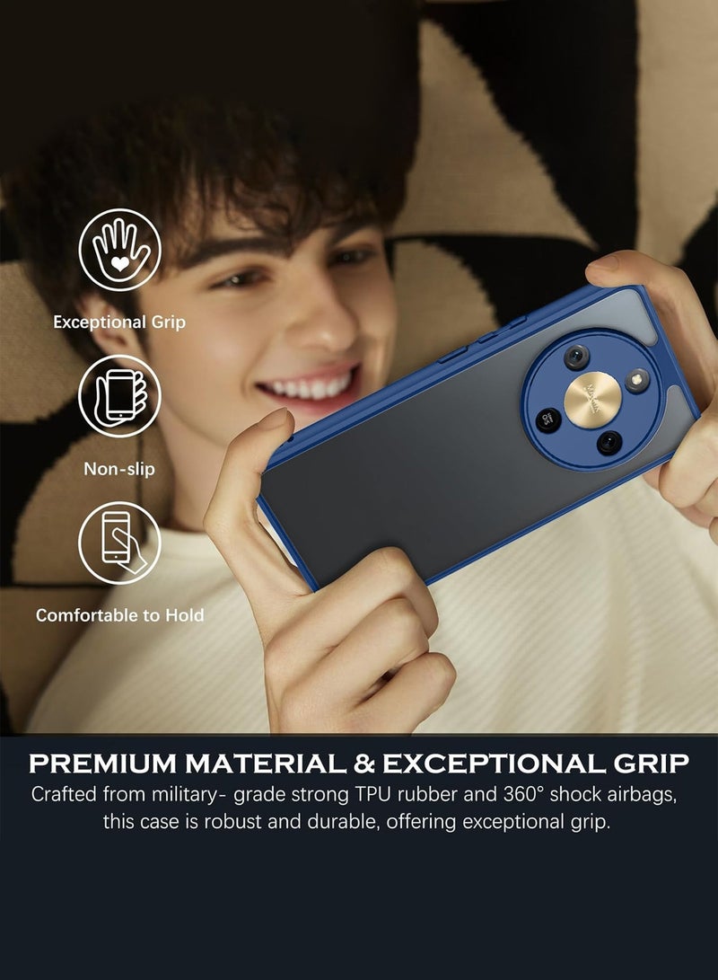 Wtech Honor X9d 5G 2025 Hybrid TPU Silicone with Raised Camera Slim Armour Case Cover (MCAPSA) - Clear/Navy Blue - Image 2