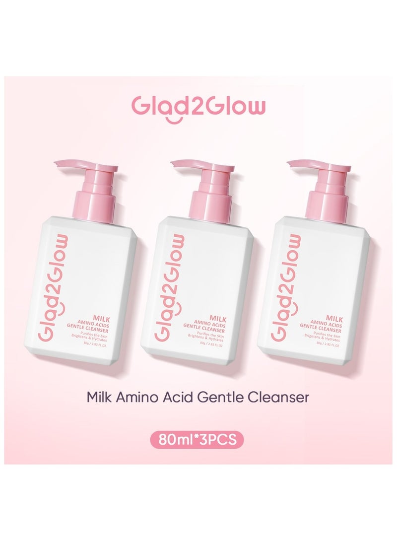 Glad2Glow Milk Amino Acid Gentle Cleanser Face Wash pencuci muka skincare sabun muka facial wash cleansing oil acne 80ml - Image 1