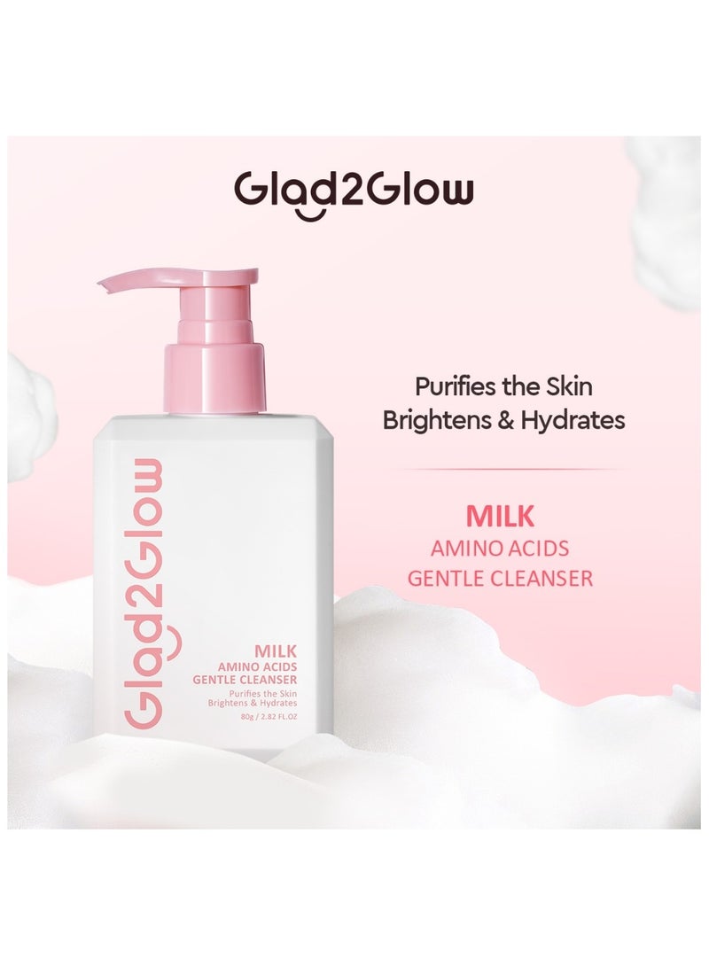 Glad2Glow Milk Amino Acid Gentle Cleanser Face Wash pencuci muka skincare sabun muka facial wash cleansing oil acne 80ml - Image 2