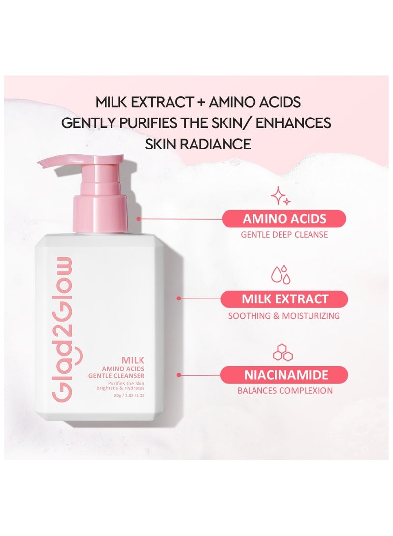 Glad2Glow Milk Amino Acid Gentle Cleanser Face Wash pencuci muka skincare sabun muka facial wash cleansing oil acne 80ml - Image 3